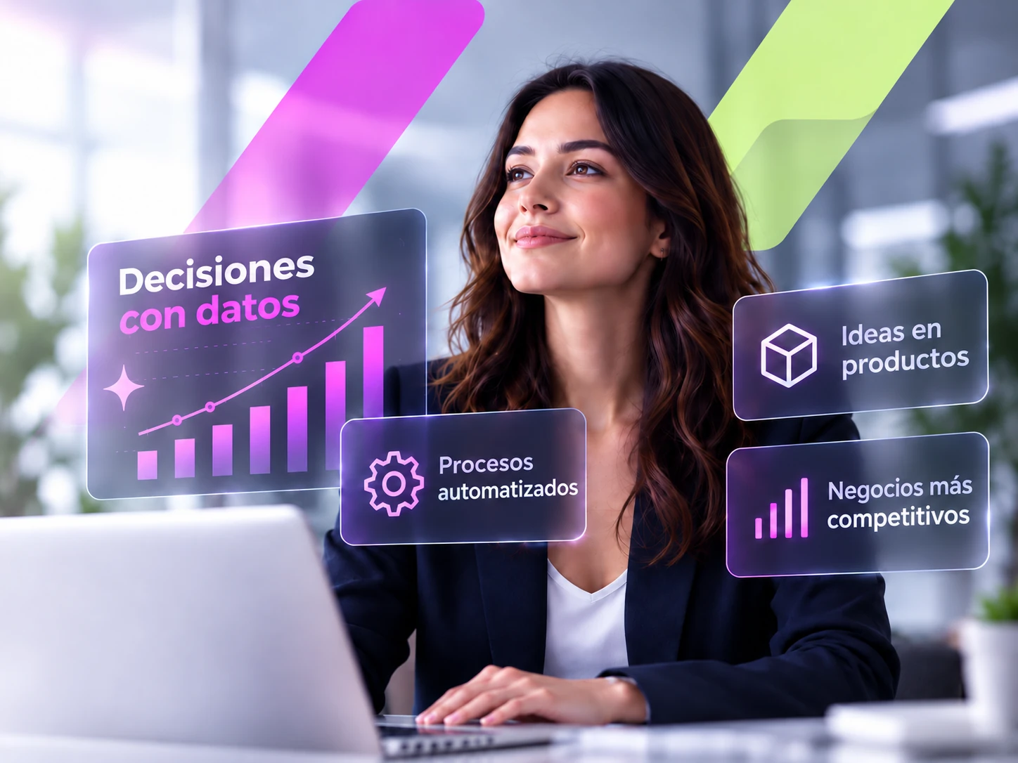 Profesional trabajando con herramientas digitales en un entorno empresarial.